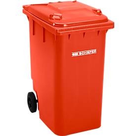 Jungheinrich PROFISHOP, Kunststoff-Mülltonne mit Rollen, 360 Liter, rot, Kunststoff-Mülltonne mit Rollen, 360 Liter, rot