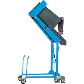 EUROKRAFTpro, Mülltonnen-Kippstation, Mülltonnen-Kippstation MKS, für 120 & 240 l Tonnen, Ausschütth. 1480 mm, Kippw. 135°, bis 110 kg, Rollen, Handpumpe, RAL 5012