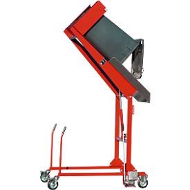 undefined, Mülltonnen-Kippstation MKS, für 120 & 240 l Tonnen, Ausschütth. 1480 mm, Kippw. 135°, bis 110 kg, Rollen, Handpumpe, RAL 3000, Mülltonnen-Kippstation MKS, für 120 & 240 l Tonnen, Ausschütth. 1480 mm, Kippw. 135°, bis 110 kg, Rollen, Handpumpe, RAL 3000