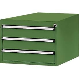 Manuflex, Manuflex ZB4612.6011 Gehäuse-Unterbau Stationär, Nutzhöhe 300 mm mit 3 Schubfächer. Für Tischtiefe 800 mm, Manuflex Schubladen-Unterbau, für T 800 mm, resedagrün