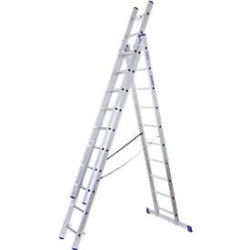 BASIC, BASIC Alu-Schiebeleiter 3-in-1, Arbeitshöhe Anlegeleiter 7,48 m, Mehrzweckleiter, 3x10 Sprossen