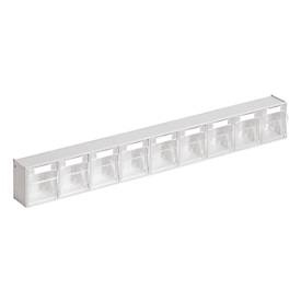 undefined, Klappkasten-System Gehäuse-HxBxT 77 x 600 x 62 mm 9 Kästen, blau, Mehrkammer-Kleinteilelager MultiStore, Größe 9, B 600 x T 51 x H 77 mm, Volumen 0,9 l, stapelbar, Polystyrol, weiß/transp.