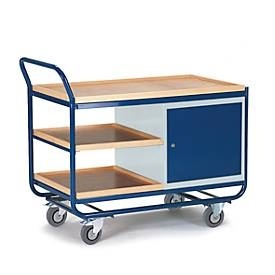 Rollcart Transportsysteme, Montagewagen mit 3 Etagen und Stahlschrank, mit Feststeller, Montagewagen mit 3 Etagen und Stahlschrank, mit Feststeller