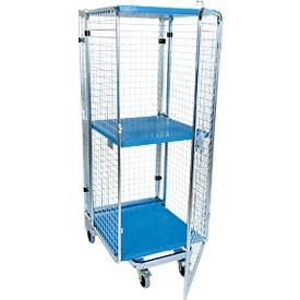 undefined, Rollbehälter, diebstahlsicher 5-seitig, mit Plastikboden mit 1 Einlegeboden und Regenschutz, Anti-Diebstahl-Behälter, mit Kunststoffboden, nestbar, Höhe 1.880 mm, mit Zwischenboden