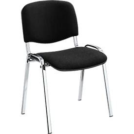 NowyStyl, Stapelstuhl ISO Basic, Gestell verchromt, schwarz, Stapelstuhl ISO Basic, ohne Armlehnen, 4-Fussgestell, Stoffbezug, stapelbar bis 12 Stück, B 545 x T 560 x H 820 mm, Bezug schwarz, Gestell verchromt