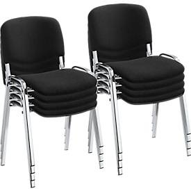 NowyStyl, Stapelstuhl ISO Basic, Gestell verchromt, schwarz, Stapelstuhl ISO Basic, ohne Armlehnen, 4-Fussgestell, Stoffbezug, stapelbar bis 12 Stück, B 545 x T 560 x H 820 mm, Bezug schwarz, Gestell verchromt
