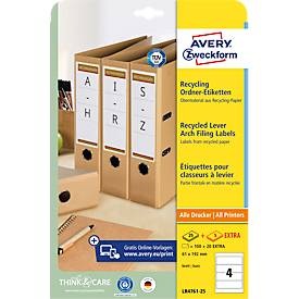 Avery Zweckform, AVERY Zweckform Ordneretiketten LR4761-25 Ultragrip Naturweiss DIN A4 192 x 61 mm 30 Blatt à 4 Etiketten, Ordner-Etiketten AVERY® Zweckform, für Druckertyp Inkjet/Laser, rechteckig, permanent, 120 St., B 61 x H 192 mm, breite Ordner, Papier, naturweiss