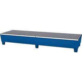 asecos, Auffangwanne ASECOS, Stahl, mit Gitterrost u. Staplerschuhen, 400 l Auffangvolumen, B 815 x T 2470 x H 355 mm, lackiert, Auffangwanne ASECOS, Stahl, mit Gitterrost u. Staplerschuhen, 400 l Auffangvolumen, B 815 x T 2470 x H 355 mm, lackiert