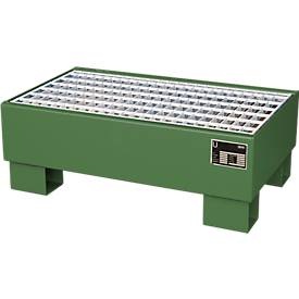undefined, Stahl-Auffangwanne für 60-l-Fass LxBxH 800 x 500 x 290 mm lackiert grün RAL 6011, mit Gitterrost, eurokraft pro Stahl-Auffangwanne, LxBxH 800 x 500 x 290 mm, lackiert grün RAL 6011, mit Gitterrost