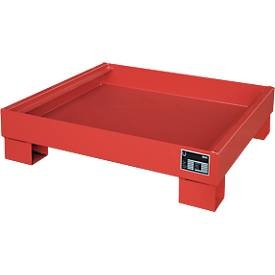 undefined, Stahl-Auffangwanne für 60-l-Fass LxBxH 800 x 900 x 220 mm lackiert rot RAL 3000, ohne Gitterrost, Auffangwanne für Kleingebinde, aus Stahl, Auffangvolumen 68 l, feuerrot
