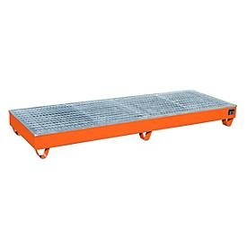 bauer, Auffangwanne BAUER AW-4/B/PE mit Gitterrost, 218 l, B 2415 x T 815 x H 255 mm, orange, Auffangwanne BAUER AW-4/B/PE mit Gitterrost, 218 l, B 2415 x T 815 x H 255 mm, orange