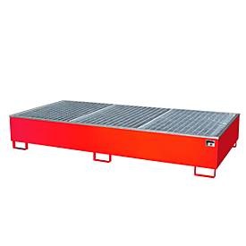 bauer, Auffangwanne BAUER AW 1000-2/PE mit Gitterrost, 2x 1000 l IBC, B 2665 x T 1315 x H 440 mm, rot, Auffangwanne BAUER AW 1000-2/PE mit Gitterrost, 2x 1000 l IBC, B 2665 x T 1315 x H 440 mm, rot