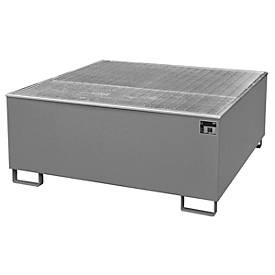 bauer, Auffangwanne BAUER AW 1000/PE mit Gitterrost, 1000 l IBC, B 1475 x T 1475 x H 625 mm, grau, Auffangwanne BAUER AW 1000/PE mit Gitterrost, 1000 l IBC, B 1475 x T 1475 x H 625 mm, grau