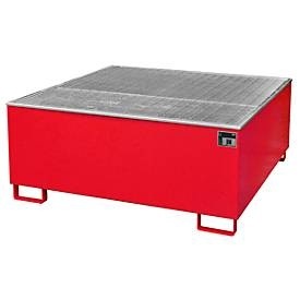bauer, Auffangwanne BAUER AW 1000/PE mit Gitterrost, 1000 l IBC, B 1475 x T 1475 x H 625 mm, rot, Auffangwanne BAUER AW 1000/PE mit Gitterrost, 1000 l IBC, B 1475 x T 1475 x H 625 mm, rot