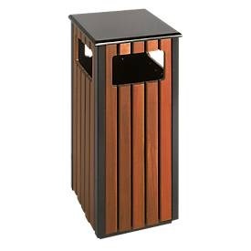 undefined, Abfallsammler, Holz-Optik Volumen 36 l mit 4 Einwurföffnungen, Außenabfallbehälter 36 L, rechteckig mit 4 Einwurföffnungen