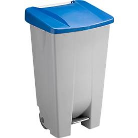 Sunware, Abfalleimer Sunware Basic, 120 l, mit Fuss-Pedal & Rädern, Klappdeckel blau