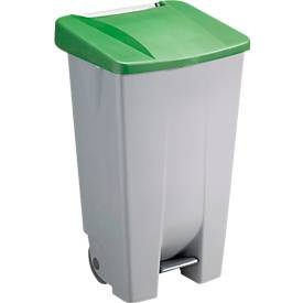 Sunware, Abfalleimer Sunware Basic, 120 l, mit Fuss-Pedal & Rädern, Klappdeckel grün