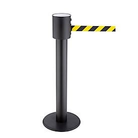 undefined, Absperrpfosten RS-Guidesystems® GLA 200, schwarz, Gurtband gelb-schwarz & ausziehbar bis 20 m, Ø 350 x H 1000 mm, Metall lackiert & Kunststoff, Absperrpfosten RS-Guidesystems® GLA 200, schwarz, Gurtband gelb-schwarz & ausziehbar bis 20 m, Ø 350 x H 1000 mm, Metall lackiert & Kunststoff