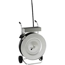 Jungheinrich PROFISHOP, Abrollwagen für PET- und PP-Band, für Bandbreite 13-16 mm, Abrollwagen, für PET-& PP Kunststoffbänder mit Kern-Ø 406 mm & Breite bis 19 mm, mit Trommelbremse, L 400 x B 650 x H 970 mm, vollverzinkt