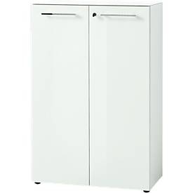 undefined, Aktenschrank MONTERIA, Front & Abdeckplatte aus Glas, abschließbar, 3 OH, B 800 x T 370 x H 1200 mm, weiß, Aktenschrank MONTERIA, Front & Abdeckplatte aus Glas, abschließbar, 3 OH, B 800 x T 370 x H 1200 mm, weiß