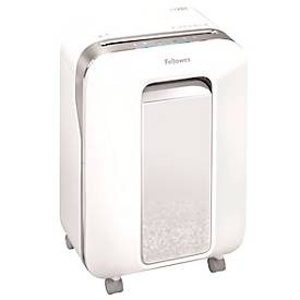 Fellowes, Aktenvernichter LX221, Aktenvernichter Fellowes® Microshred LX 201, Mikropartikelschnitt 2 x 12 mm, P-5, 22 l, 12 Blatt Schnittleistung, mit Rollen, weiss