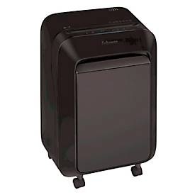 Fellowes, Aktenvernichter LX211, Aktenvernichter Fellowes® Microshred LX 211, Mikropartikelschnitt 2 x 12 mm, P-5, 23 l, 15 Blatt Schnittleistung, mit Rollen, schwarz