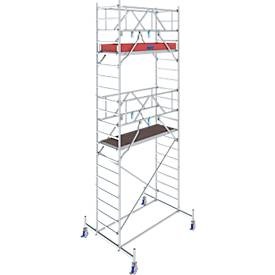 KRAUSE, Krause 771049 FahrGerüst Aluminium Rollgerüst fahrbar Arbeitshöhe (max.): 6.40 m Silber 146.5 kg, Alu-Fahrgerüst KRAUSE Serie 10, 200 kg/m², TÜV-geprüft, höhenverstellbare Rollen, L 2000 x B 750 x H 6400 mm