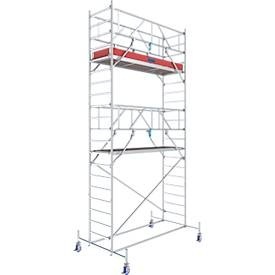 KRAUSE, Krause 772046 FahrGerüst Aluminium Rollgerüst fahrbar Arbeitshöhe (max.): 6.40 m Silber 162 kg, Alu-Fahrgerüst KRAUSE Serie 10, 200 kg/m², TÜV-geprüft, höhenverstellbare Rollen, L 2500 x B 750 x H 6400 mm