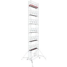 KRAUSE, Krause 772121 FahrGerüst Aluminium Rollgerüst fahrbar Arbeitshöhe (max.): 14.40 m Silber 373 kg, Alu-Fahrgerüst KRAUSE Serie 10, 200 kg/m², TÜV-geprüft, höhenverstellbare Rollen, L 2500 x B 750 x H 14400 mm