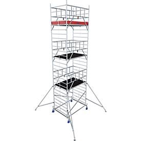 KRAUSE, Krause 945150 FahrGerüst Aluminium Rollgerüst fahrbar Arbeitshöhe (max.): 8.30 m Silber 237.90 kg, Alu-Fahrgerüst Krause ProTec XXL, 200 kg/m², TÜV-geprüft, gebremste Rollen, L 2000 x B 1400 x H 8300 mm