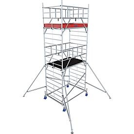 KRAUSE, Krause 945136 FahrGerüst Aluminium Rollgerüst fahrbar Arbeitshöhe (max.): 6.30 m Silber 207.50 kg, Alu-Fahrgerüst Krause ProTec XXL, 200 kg/m², TÜV-geprüft, gebremste Rollen, L 2000 x B 1400 x H 6300 mm