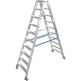 KRAUSE, Krause 124876 Aluminium Stufen-Doppelleiter fahrbar Arbeitshöhe (max.): 3.85 m Silber 16.3 kg, Krause 124876 Aluminium Stufen-Doppelleiter fahrbar Arbeitshöhe (max.): 3.85 m Silber DIN EN 131 16.3 kg