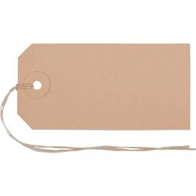 Biella, Anhängeetiketten Biella, mit Bindfaden, L 90 x B 45 mm, braun, 1000 Stück, Anhängeetiketten Biella, mit Bindfaden, L 90 x B 45 mm, braun, 50 Stück
