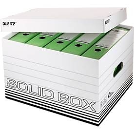 Leitz, Archivbox Leitz Solid Box L 6119, mit Deckel & Aufbau-Automatik, 10 Stück, weiß, LEITZ Aufbewahrungsbox »Solid Box Grö«, (10 St.)