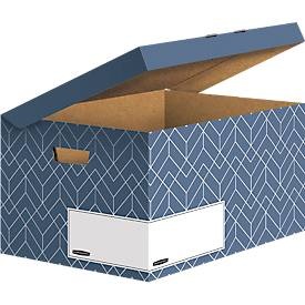 Bankers Box, Archivschachtel BANKERS BOX® Décor, FSC®-zertifizierter Karton, L 345 x B 150 x H 253 mm, für DIN A4 Formate, mitternachtsblau, 5 Stück, Archivschachtel BANKERS BOX® Décor, FSC®-zertifizierter Karton, B 150 x T 345 x H 253 mm ,für DIN A4 Formate, mitternachtsblau, 5 Stück