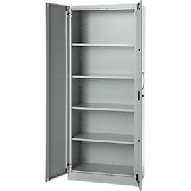 undefined, Büroschrank, 5 OH, abschliessbar, mit aufliegenden Türen, B 800 mm, Weissalu, Büroschrank, 5 OH, abschliessbar, mit aufliegenden Türen, B 800 mm, Weissalu