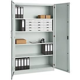 undefined, Büroschrank, 5 OH, abschliessbar, mit aufliegenden Türen, B 1200 mm, Lichtgrau, Büroschrank, 5 OH, abschliessbar, mit aufliegenden Türen, B 1200 mm, Lichtgrau