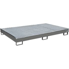 bauer, Bauer Regalwanne RW-GR 2200-1 PE, mit PE-Einsatz, mit Gitterrost, L 2165 x B 1315 x H 230 mm , mausgrau RAL 7005, Bauer Regalwanne RW-GR 2200-1 PE, mit PE-Einsatz, mit Gitterrost, L 2165 x B 1315 x H 230 mm , mausgrau RAL 7005