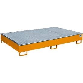 bauer, Bauer Regalwanne RW-GR 2200-2 PE, mit PE-Einsatz, mit Gitterrost, L 2165 x B 1315 x H 510 mm, gelborange RAL 2000, Bauer Regalwanne RW-GR 2200-2 PE, mit PE-Einsatz, mit Gitterrost, L 2165 x B 1315 x H 510 mm, gelborange RAL 2000