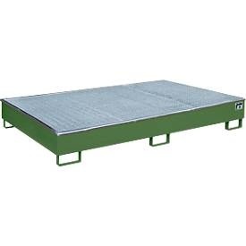 bauer, Bauer Regalwanne RW-GR 2200-2 PE, mit PE-Einsatz, mit Gitterrost, L 2165 x B 1315 x H 510 mm, resedagrün RAL 6011, Bauer Regalwanne RW-GR 2200-2 PE, mit PE-Einsatz, mit Gitterrost, L 2165 x B 1315 x H 510 mm, resedagrün RAL 6011