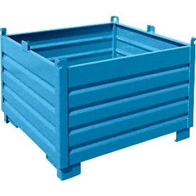 undefined, Sammelbehälter Volumen 1,0 m³ lichtblau, Bauer Sammelbehälter-System SBS 1000, L 1200 x B 1200 x H 850 mm, bis zu 3-fach stapelbar, lackiert, mit Transportwagen, lichtblau RAL 5012
