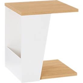 temahome, Temahome - Beistelltisch Albi - HolzwerkstoffHolzwerkstoff/Holzwerkstoff - eiche - 40/40/46 cm, Beistelltisch Albi, B 400 x T 400 x H 460 mm, Metallgestell/Spannplatte mit Echtholzfurnier, Eiche hell/weiss lackiert