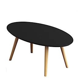 Paperflow, Paperflow Empfangstisch mit schwarz lackierter MDF-Platte und 4 Buche-Beinen Scandi 1150 x 600 x 350 mm, Beistelltisch SCANDI, oval, 4-Fuß Gestell aus Massivholz, B 1150 x T 600 x H 350 mm, schwarz/Buche