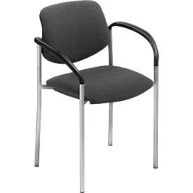 NowyStyl, Besucherstuhl Styl, mit Armlehnen, Stoff anthrazit, Gestell alusilbern, stapelbar bis zu 6 Stück, Besucherstuhl Styl, mit Armlehnen, Stoff anthrazit, Gestell alusilbern, stapelbar bis zu 6 Stück