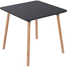 Paperflow, Bistrotisch Palomba, Quadrat, 4-Fuß Gestell aus Massivholz, B 800 x T 800 x H 750 mm, schwarz/Buche, Bistrotisch Palomba, Quadrat, 4-Fuß Gestell aus Massivholz, B 800 x T 800 x H 750 mm, schwarz/Buche