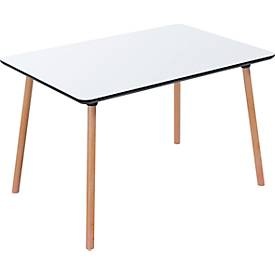 Paperflow, Bistrotisch Palomba, rund, 4-Fuß Gestell aus Massivholz, Ø 800 x H 750 mm, weiß/Buche, Bistrotisch Palomba, Rechteck, 4-Fuss Gestell aus Massivholz, B 1200 x T 800 x H 750 mm, weiss/Buche