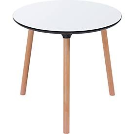 Paperflow, Bistrotisch Palomba, rund, 3-Fuss Gestell aus Massivholz, Ø 800 x H 750 mm, weiss/Buche, Bistrotisch Palomba, rund, 3-Fuss Gestell aus Massivholz, Ø 800 x H 750 mm, weiss/Buche