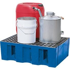undefined, Auffangwanne aus PE Auffangvolumen 60 l, Boden- / Paletten-Wanne mit PE-Gitterrost, Auffangwanne für 60-Liter-Gebinde, HxBxT 235 x 725 x 525 mm, Gitterrost aus PE