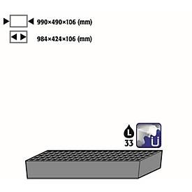 asecos, Bodenauffangwanne Stawa-R mit Gitterrost für asecos Chemikalienschränke der CS und CX Serie, Stahlblech, blau, B 990 x T 490 x H 106 mm, 33 l, 