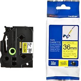 Brother, Brother P-Touch Flexitape laminiert, schwarz/gelb, 36 mm, TZe-FX661 , Brother P-Touch Flexitape laminiert, schwarz/gelb, 36 mm, TZe-FX661